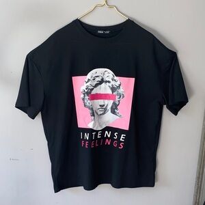 SHEIN Black and Pink Graphic Tee